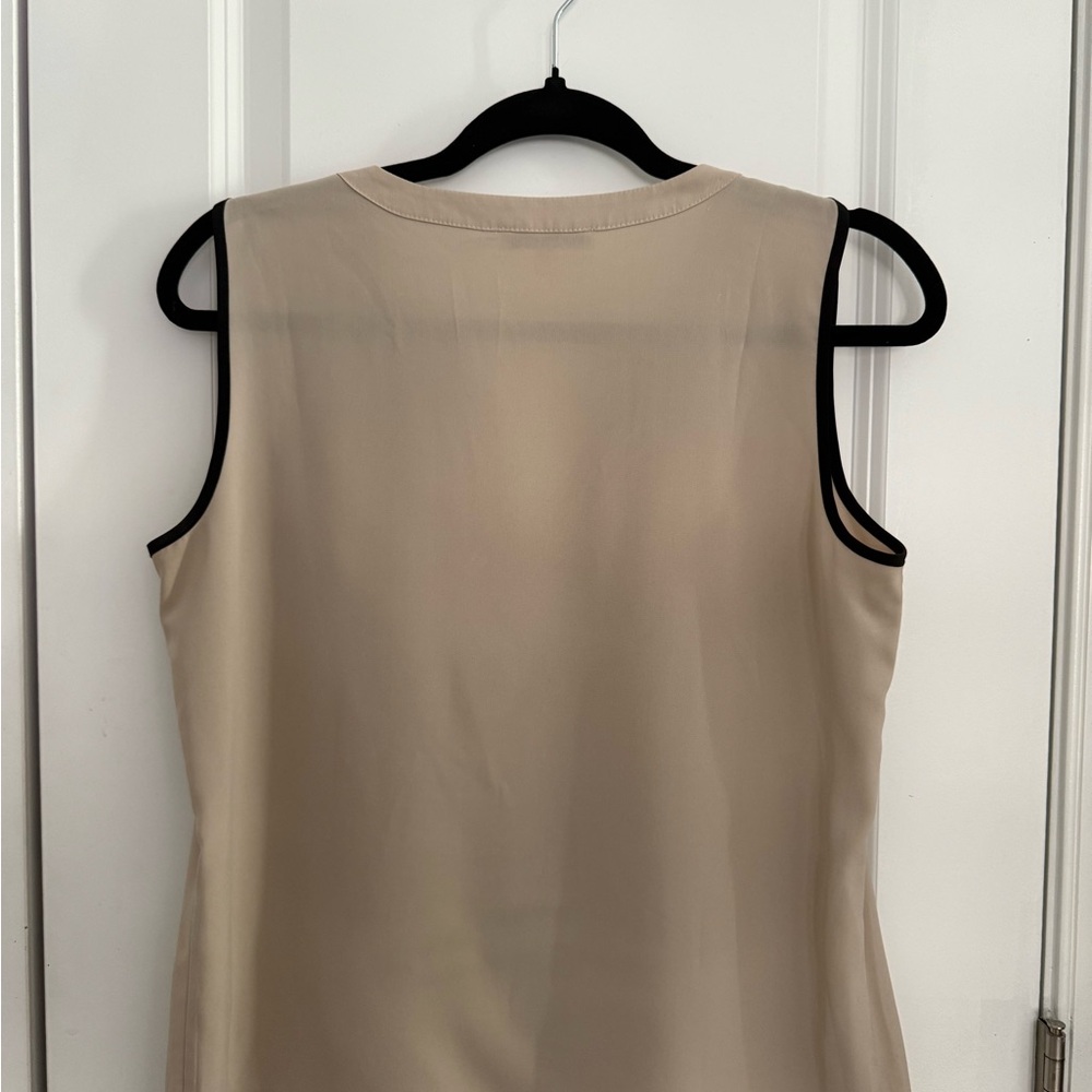 Calvin Klein Tan with Black trim sleeveless blouse size S